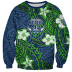 Personalised Canberra Raiders Sweatshirt Polynesian Tribal Pattern With Rugby Viking Mascot Art