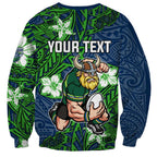 Personalised Canberra Raiders Sweatshirt Polynesian Tribal Pattern With Rugby Viking Mascot Art