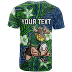 Personalised Canberra Raiders T Shirt Polynesian Tribal Pattern With Rugby Viking Mascot Art