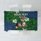 Personalised Canberra Raiders Tablecloth Polynesian Tribal Pattern With Rugby Viking Mascot Art