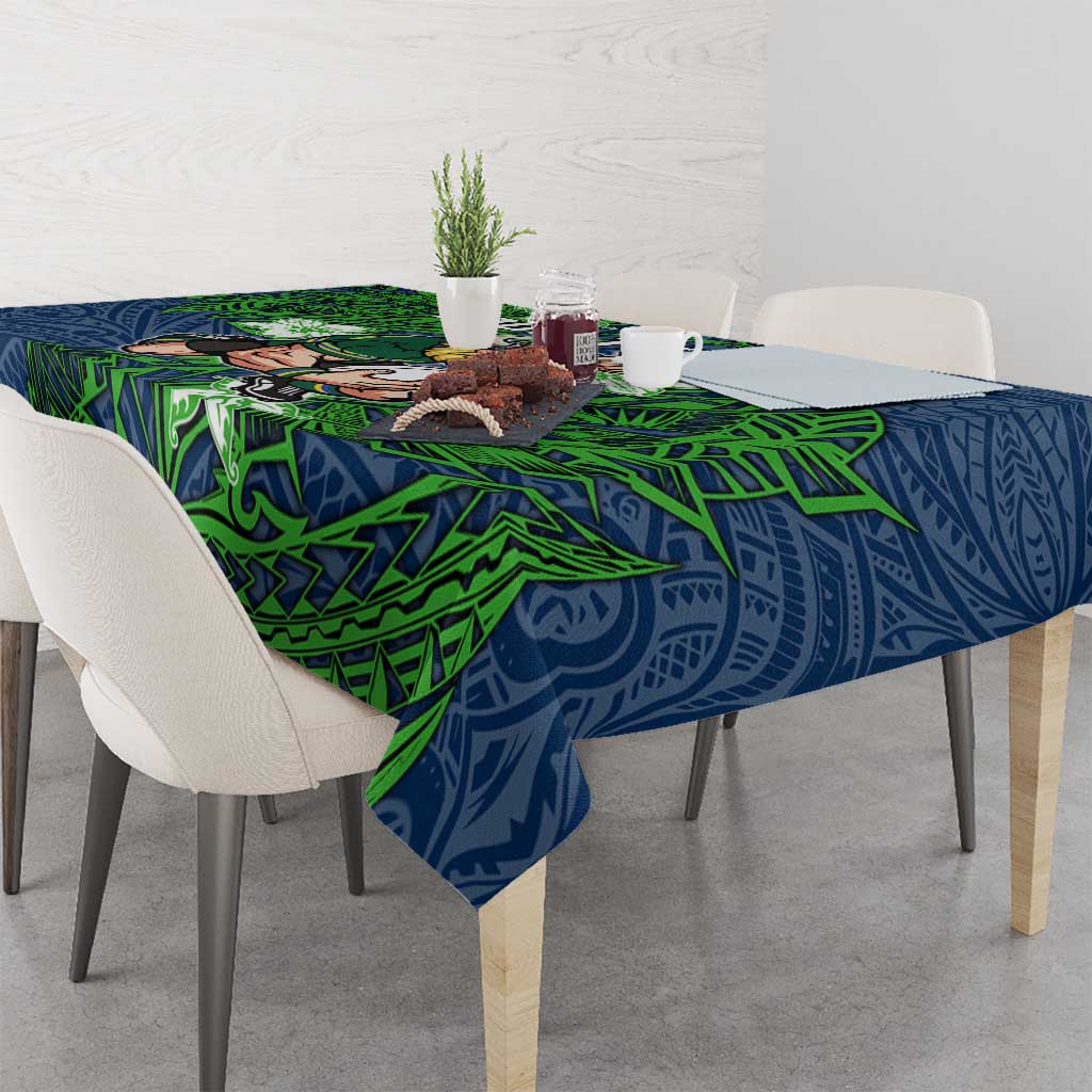 Personalised Canberra Raiders Tablecloth Polynesian Tribal Pattern With Rugby Viking Mascot Art