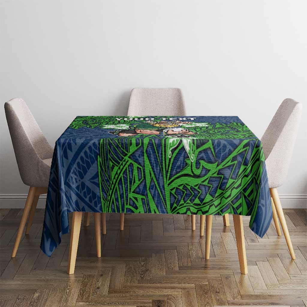Personalised Canberra Raiders Tablecloth Polynesian Tribal Pattern With Rugby Viking Mascot Art