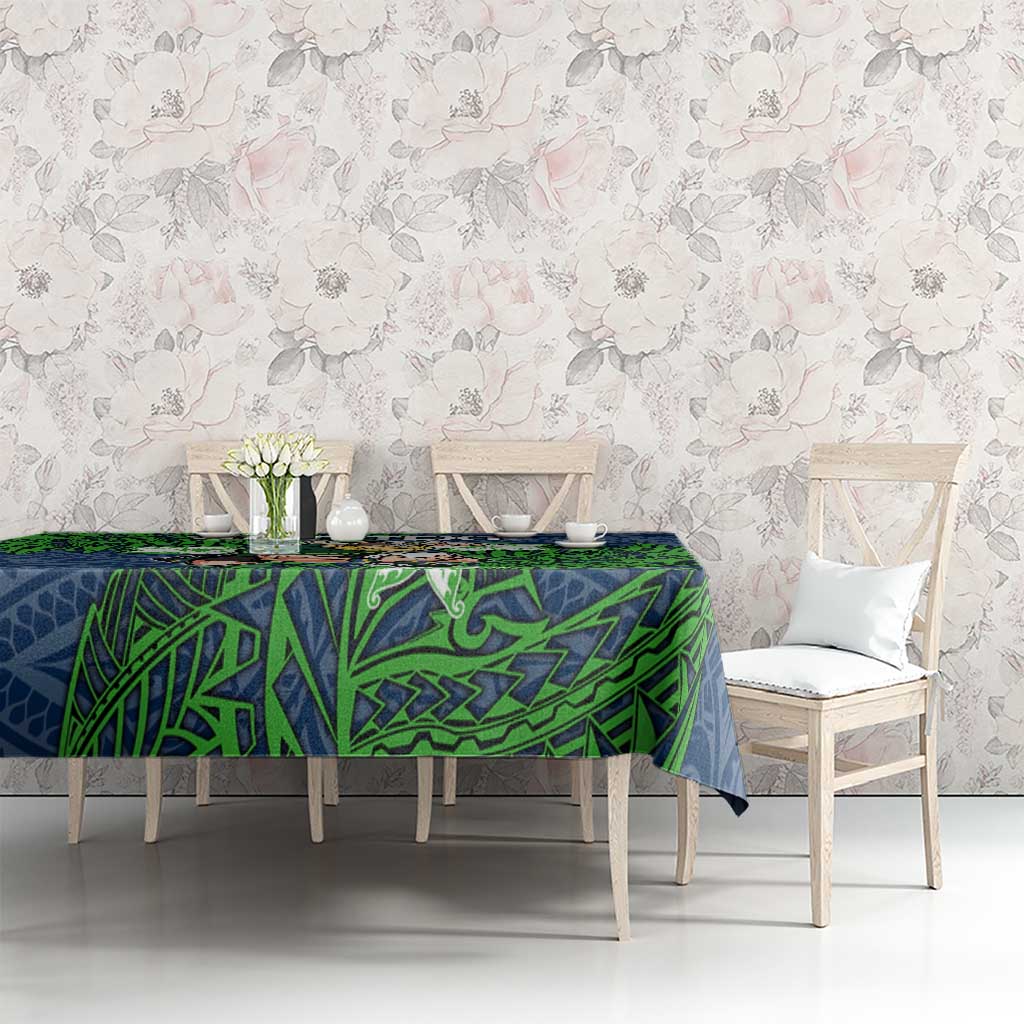 Personalised Canberra Raiders Tablecloth Polynesian Tribal Pattern With Rugby Viking Mascot Art