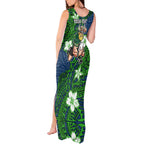 Personalised Canberra Raiders Tank Maxi Dress Polynesian Tribal Pattern With Rugby Viking Mascot Art