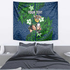 Personalised Canberra Raiders Tapestry Polynesian Tribal Pattern With Rugby Viking Mascot Art