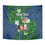 Personalised Canberra Raiders Tapestry Polynesian Tribal Pattern With Rugby Viking Mascot Art