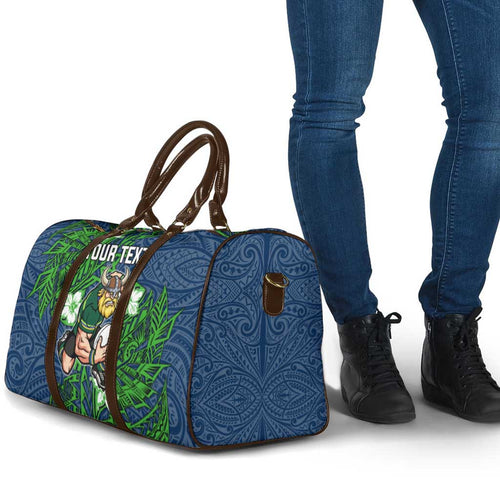 Personalised Canberra Raiders Travel Bag Polynesian Tribal Pattern With Rugby Viking Mascot Art
