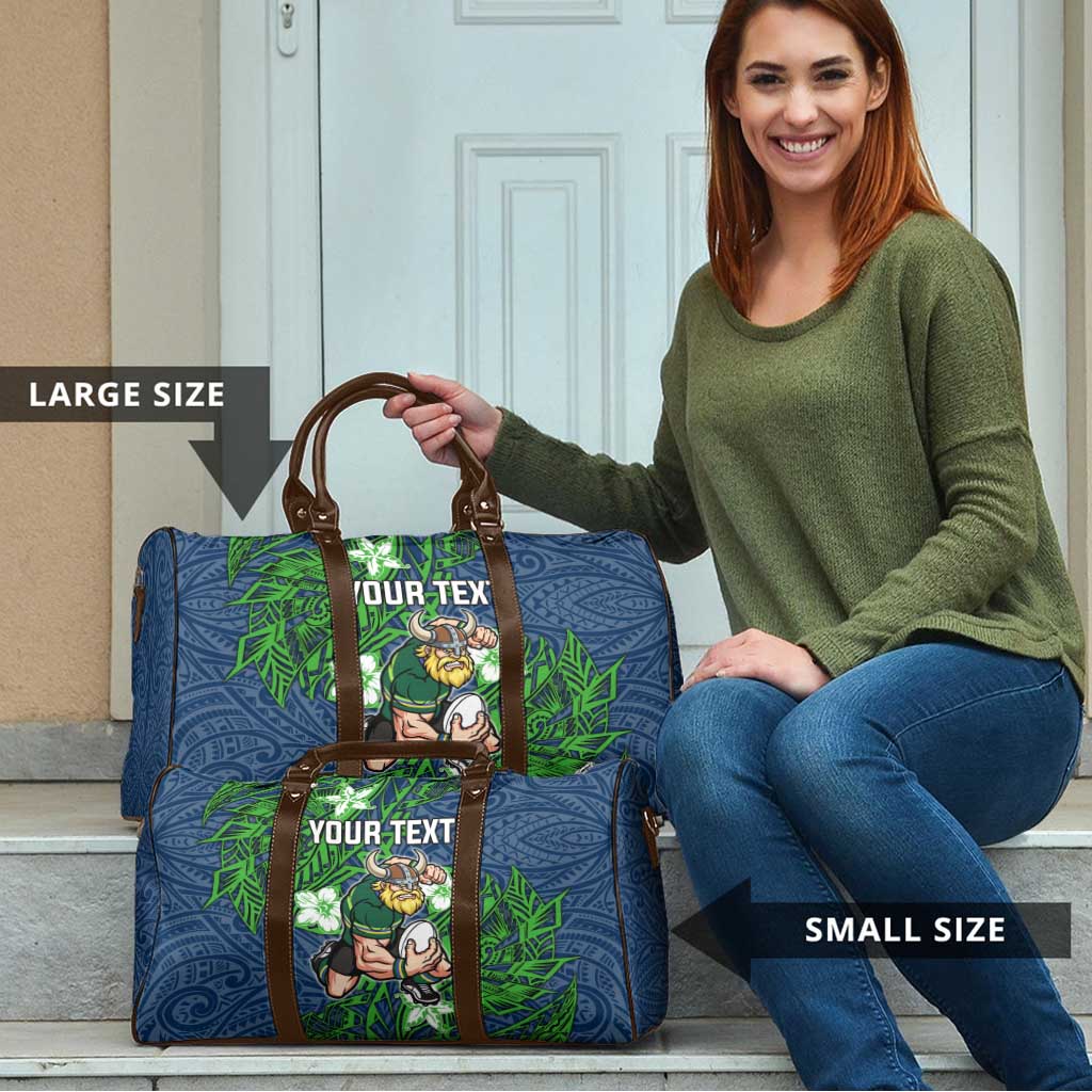 Personalised Canberra Raiders Travel Bag Polynesian Tribal Pattern With Rugby Viking Mascot Art