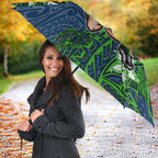 Personalised Canberra Raiders Umbrella Polynesian Tribal Pattern With Rugby Viking Mascot Art