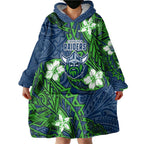 Personalised Canberra Raiders Wearable Blanket Hoodie Polynesian Tribal Pattern With Rugby Viking Mascot Art