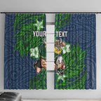 Personalised Canberra Raiders Window Curtain Polynesian Tribal Pattern With Rugby Viking Mascot Art