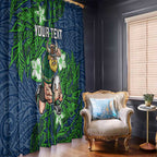 Personalised Canberra Raiders Window Curtain Polynesian Tribal Pattern With Rugby Viking Mascot Art
