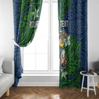 Personalised Canberra Raiders Window Curtain Polynesian Tribal Pattern With Rugby Viking Mascot Art
