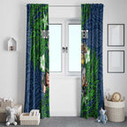 Personalised Canberra Raiders Window Curtain Polynesian Tribal Pattern With Rugby Viking Mascot Art