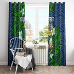 Personalised Canberra Raiders Window Curtain Polynesian Tribal Pattern With Rugby Viking Mascot Art