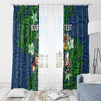 Personalised Canberra Raiders Window Curtain Polynesian Tribal Pattern With Rugby Viking Mascot Art