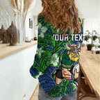 Personalised Canberra Raiders Women Casual Shirt Polynesian Tribal Pattern With Rugby Viking Mascot Art