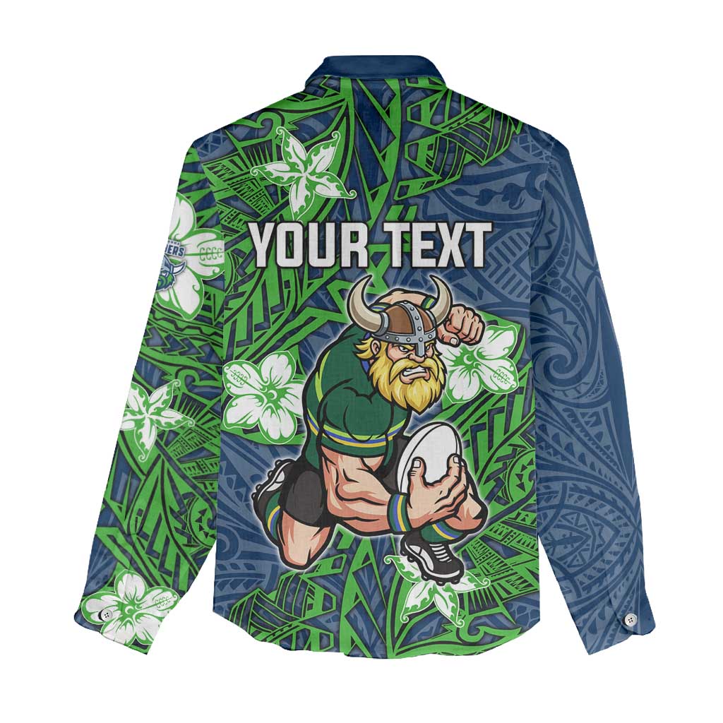Personalised Canberra Raiders Women Casual Shirt Polynesian Tribal Pattern With Rugby Viking Mascot Art