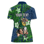 Personalised Canberra Raiders Women Polo Shirt Polynesian Tribal Pattern With Rugby Viking Mascot Art