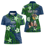 Personalised Canberra Raiders Women Polo Shirt Polynesian Tribal Pattern With Rugby Viking Mascot Art