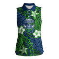 Personalised Canberra Raiders Women Sleeveless Polo Shirt Polynesian Tribal Pattern With Rugby Viking Mascot Art