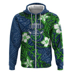Personalised Canberra Raiders Zip Hoodie Polynesian Tribal Pattern With Rugby Viking Mascot Art