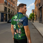 Personalised Canberra Raiders Zipper Polo Shirt Polynesian Tribal Pattern With Rugby Viking Mascot Art
