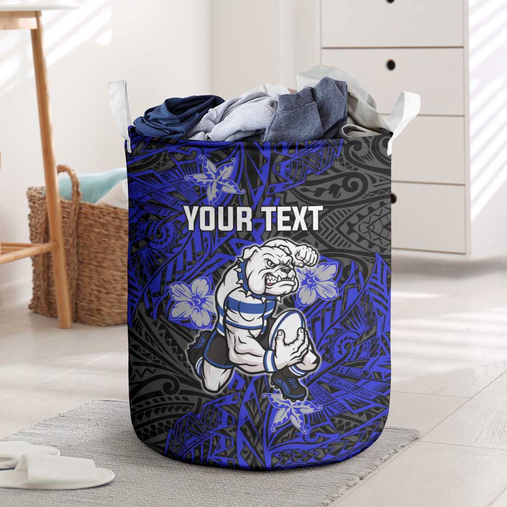 Personalised Canterbury-Bankstown Bulldogs Laundry Basket Polynesian Tribal Pattern With Rugby Bulldog Mascot Art
