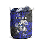 Personalised Canterbury-Bankstown Bulldogs Laundry Basket Polynesian Tribal Pattern With Rugby Bulldog Mascot Art
