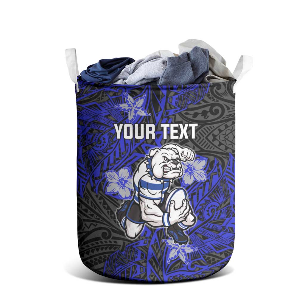 Personalised Canterbury-Bankstown Bulldogs Laundry Basket Polynesian Tribal Pattern With Rugby Bulldog Mascot Art