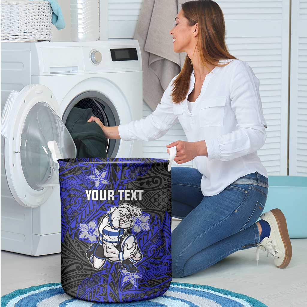 Personalised Canterbury-Bankstown Bulldogs Laundry Basket Polynesian Tribal Pattern With Rugby Bulldog Mascot Art