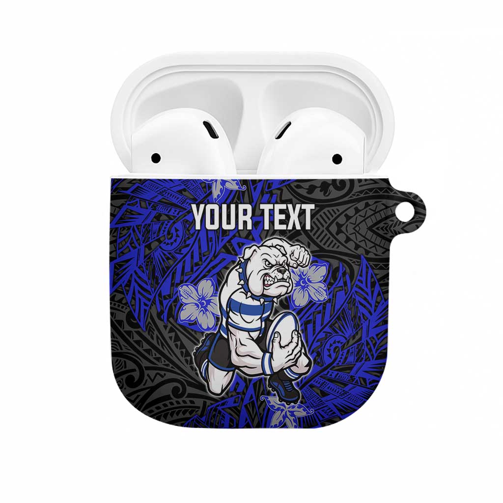 Personalised Canterbury-Bankstown Bulldogs AirPods Case Polynesian Tribal Pattern With Rugby Bulldog Mascot Art