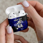 Personalised Canterbury-Bankstown Bulldogs AirPods Case Polynesian Tribal Pattern With Rugby Bulldog Mascot Art