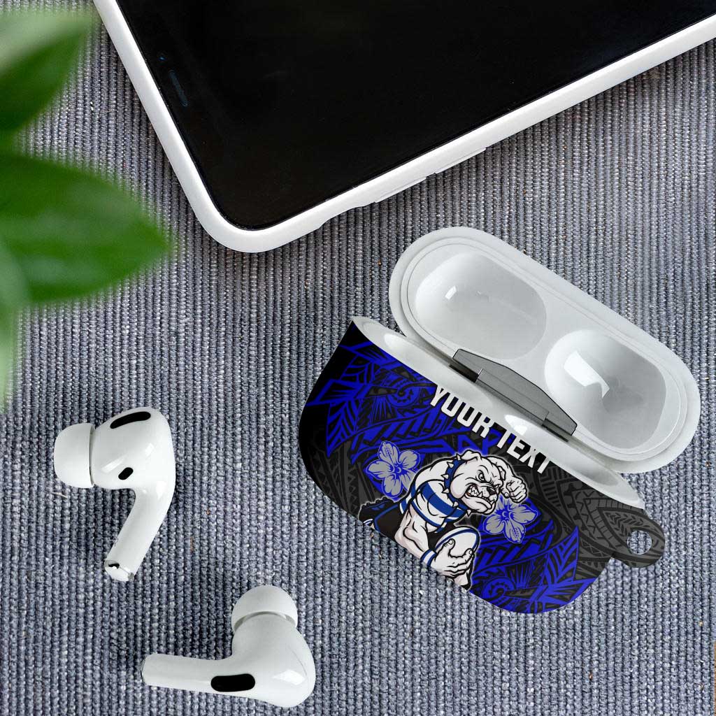 Personalised Canterbury-Bankstown Bulldogs AirPods Case Polynesian Tribal Pattern With Rugby Bulldog Mascot Art