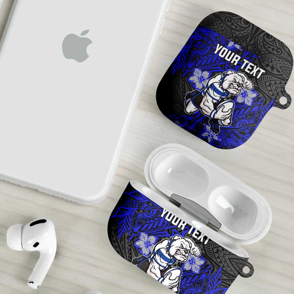 Personalised Canterbury-Bankstown Bulldogs AirPods Case Polynesian Tribal Pattern With Rugby Bulldog Mascot Art