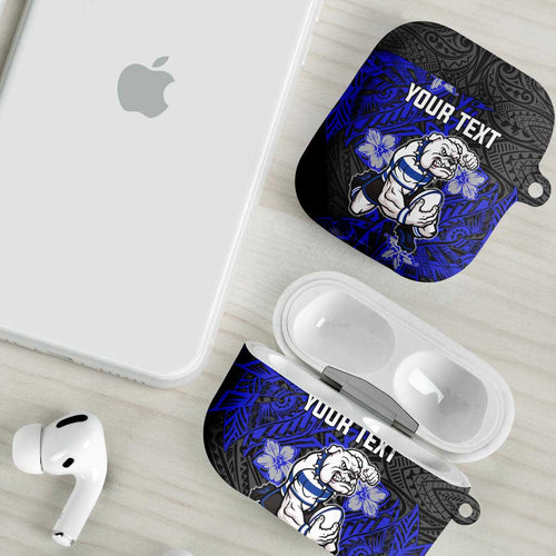 Personalised Canterbury-Bankstown Bulldogs AirPods Case Polynesian Tribal Pattern With Rugby Bulldog Mascot Art