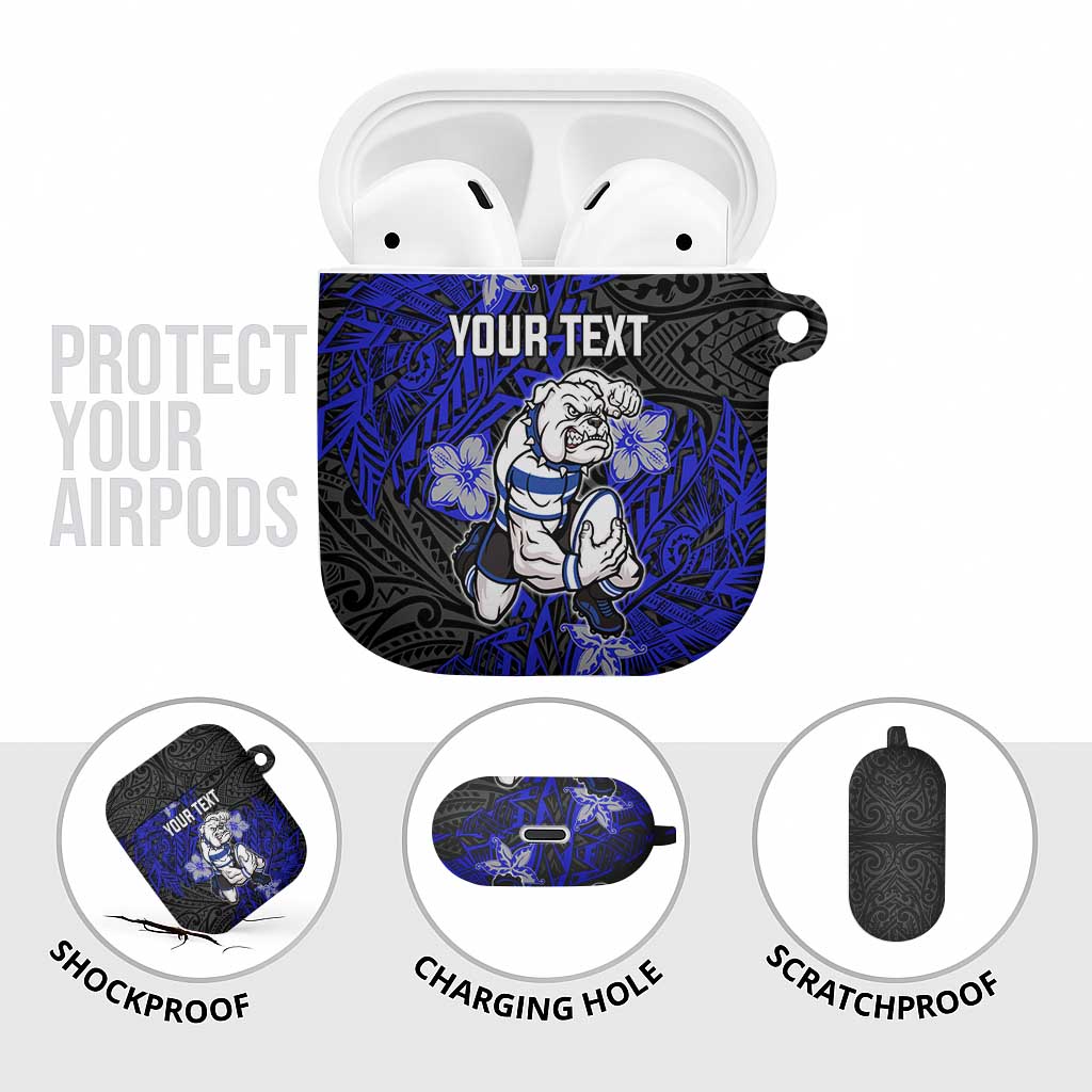 Personalised Canterbury-Bankstown Bulldogs AirPods Case Polynesian Tribal Pattern With Rugby Bulldog Mascot Art