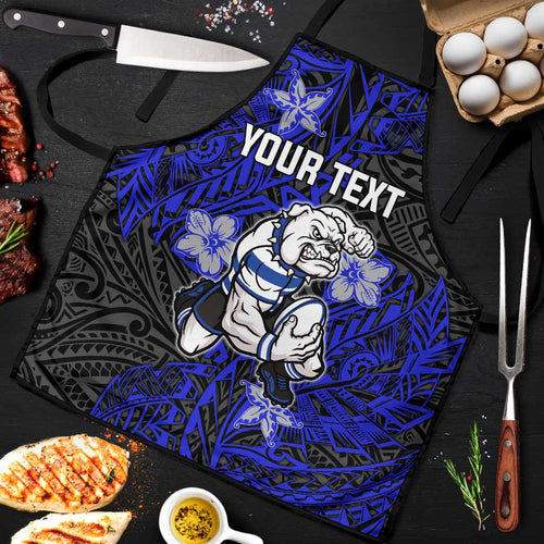 Personalised Canterbury-Bankstown Bulldogs Apron Polynesian Tribal Pattern With Rugby Bulldog Mascot Art