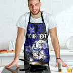 Personalised Canterbury-Bankstown Bulldogs Apron Polynesian Tribal Pattern With Rugby Bulldog Mascot Art