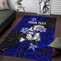 Personalised Canterbury-Bankstown Bulldogs Area Rug Polynesian Tribal Pattern With Rugby Bulldog Mascot Art