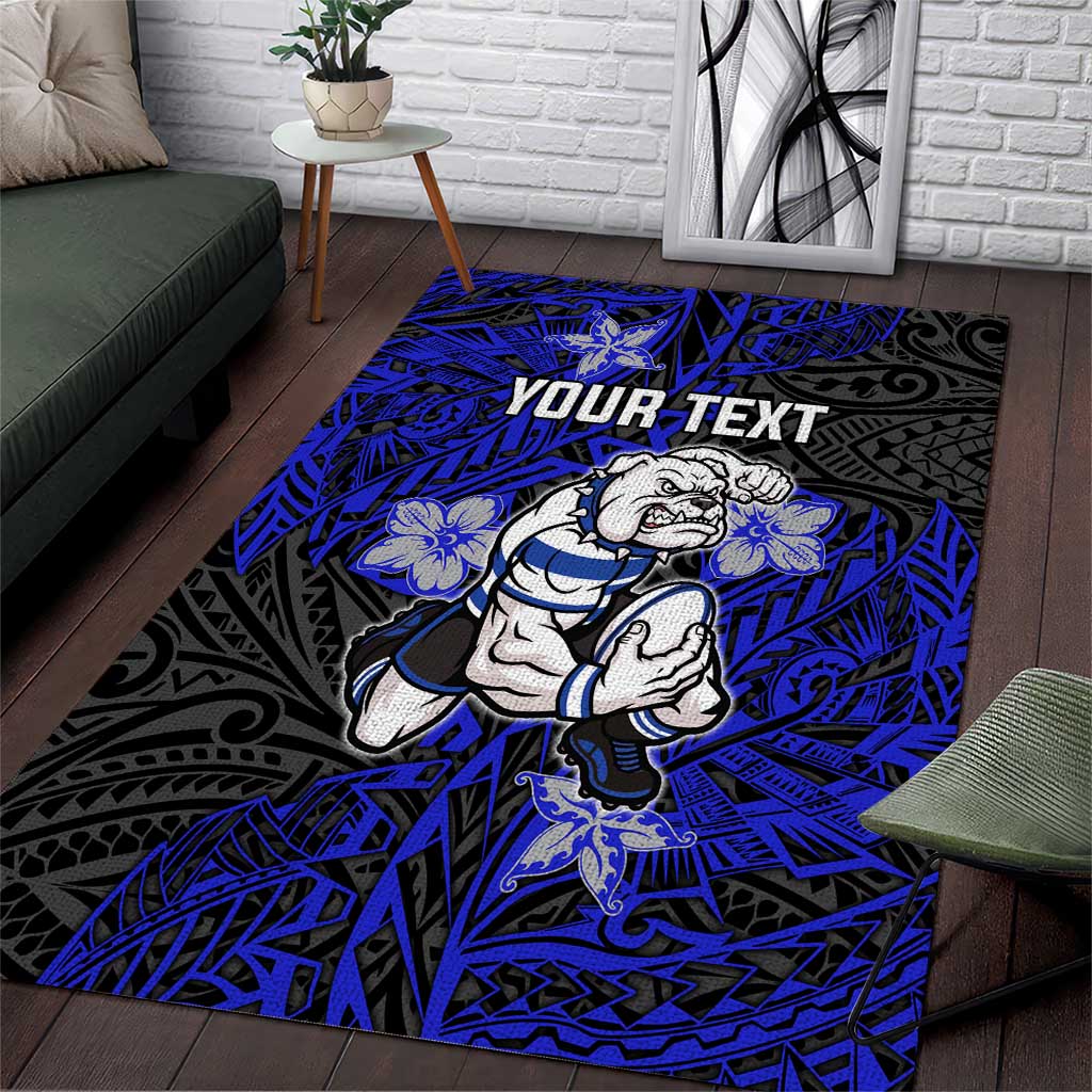 Personalised Canterbury-Bankstown Bulldogs Area Rug Polynesian Tribal Pattern With Rugby Bulldog Mascot Art