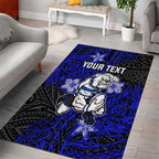 Personalised Canterbury-Bankstown Bulldogs Area Rug Polynesian Tribal Pattern With Rugby Bulldog Mascot Art
