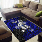 Personalised Canterbury-Bankstown Bulldogs Area Rug Polynesian Tribal Pattern With Rugby Bulldog Mascot Art