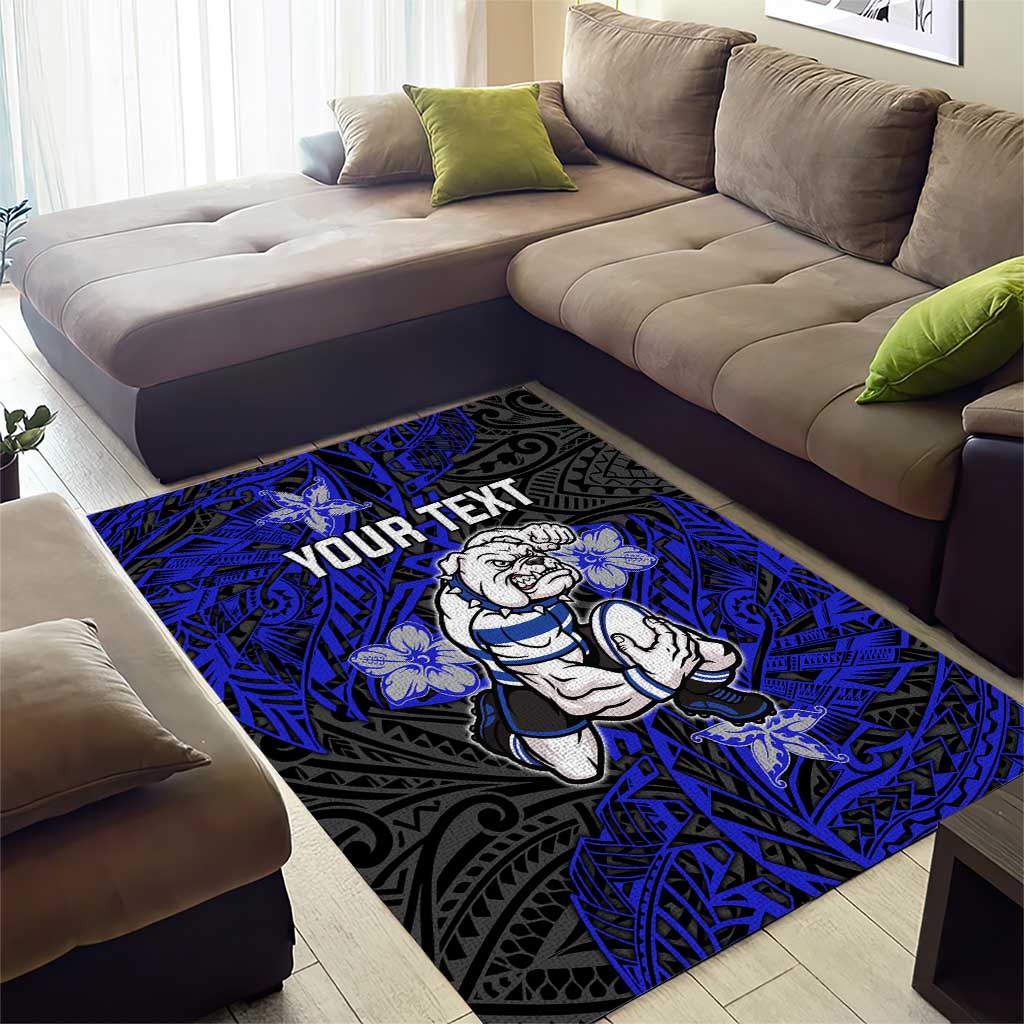 Personalised Canterbury-Bankstown Bulldogs Area Rug Polynesian Tribal Pattern With Rugby Bulldog Mascot Art
