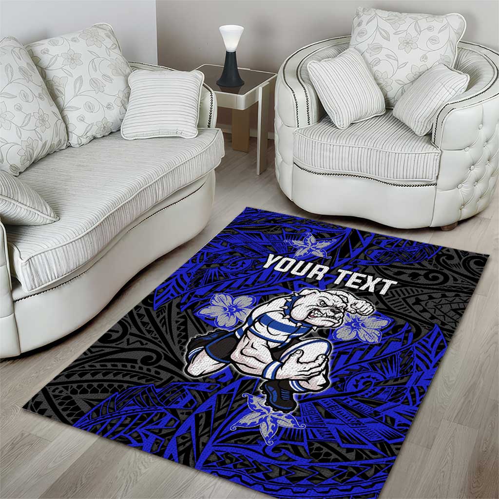 Personalised Canterbury-Bankstown Bulldogs Area Rug Polynesian Tribal Pattern With Rugby Bulldog Mascot Art