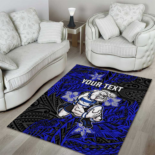 Personalised Canterbury-Bankstown Bulldogs Area Rug Polynesian Tribal Pattern With Rugby Bulldog Mascot Art