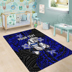 Personalised Canterbury-Bankstown Bulldogs Area Rug Polynesian Tribal Pattern With Rugby Bulldog Mascot Art