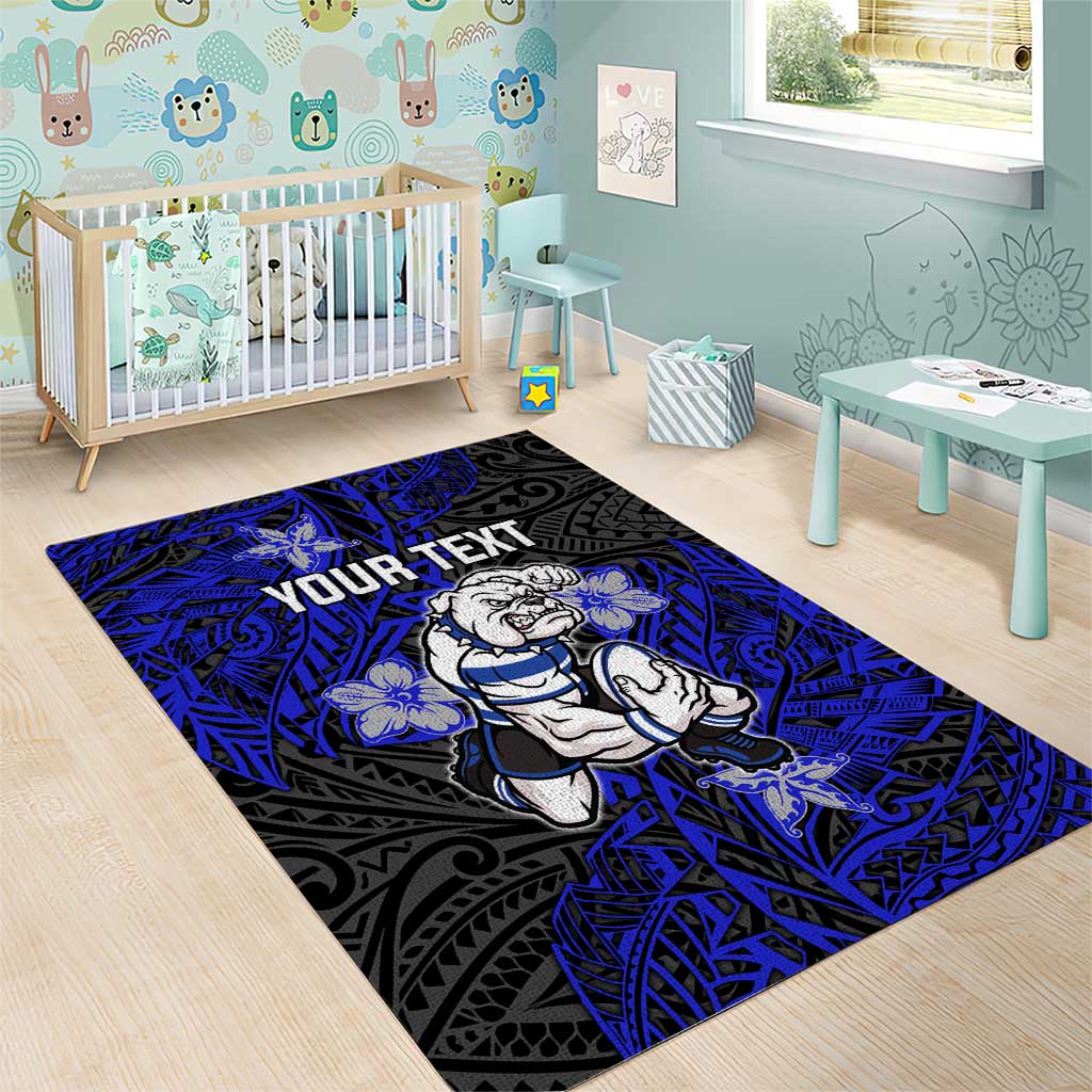 Personalised Canterbury-Bankstown Bulldogs Area Rug Polynesian Tribal Pattern With Rugby Bulldog Mascot Art