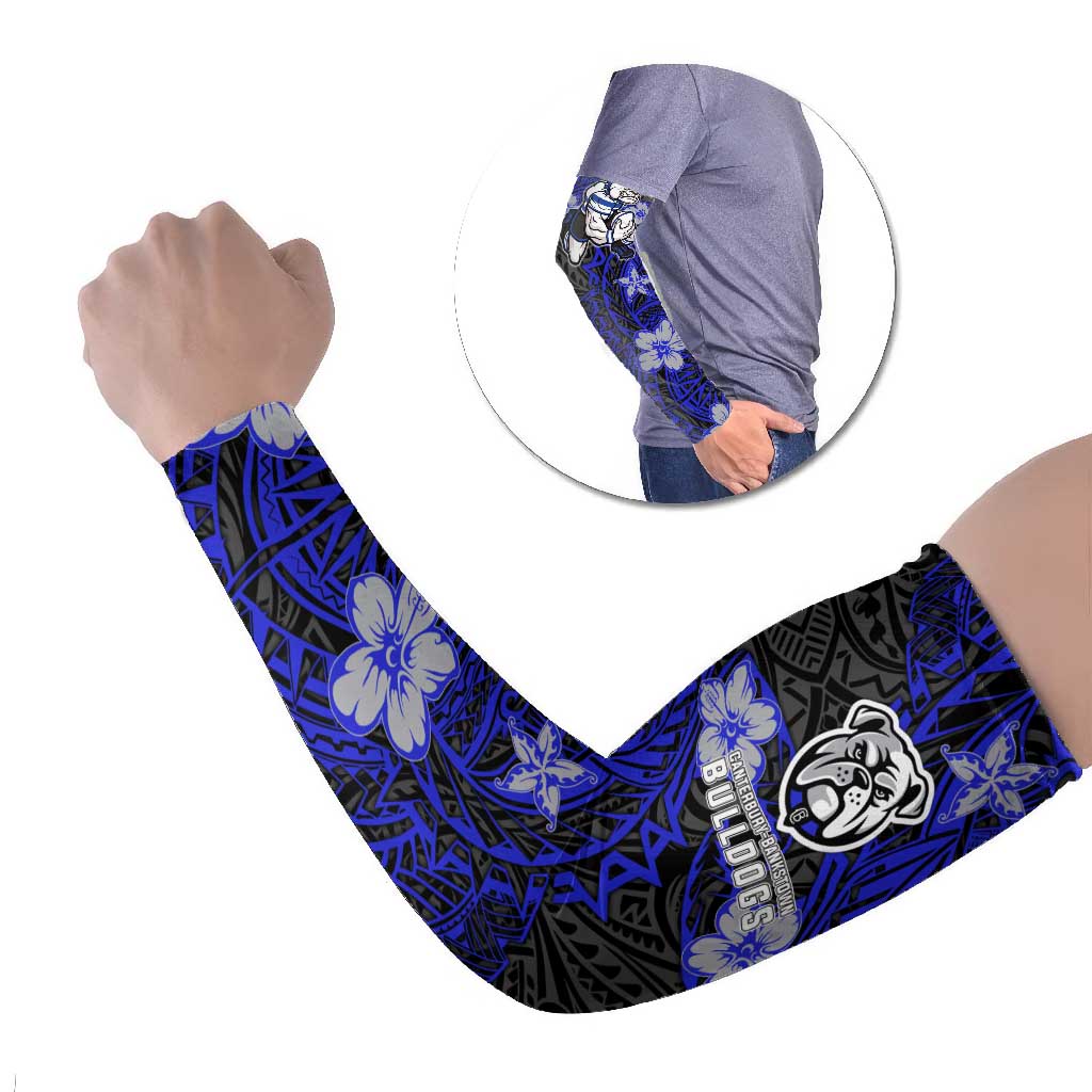 Personalised Canterbury-Bankstown Bulldogs Arm Sleeves Polynesian Tribal Pattern With Rugby Bulldog Mascot Art