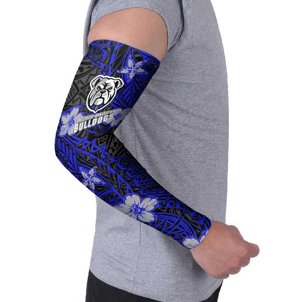 Personalised Canterbury-Bankstown Bulldogs Arm Sleeves Polynesian Tribal Pattern With Rugby Bulldog Mascot Art